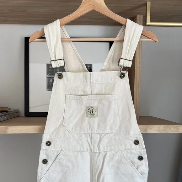 The Hey Gang Women's double knee Overalls in natural - Picture 2 of 12